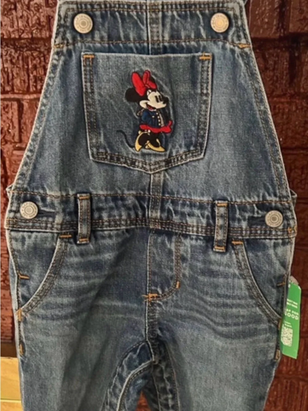 Disney Denim Overalls with Minnie Embroidered Front Pocket - Blue
